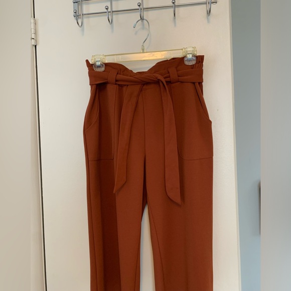 Paper bag waist pants in rust - Picture 3 of 4